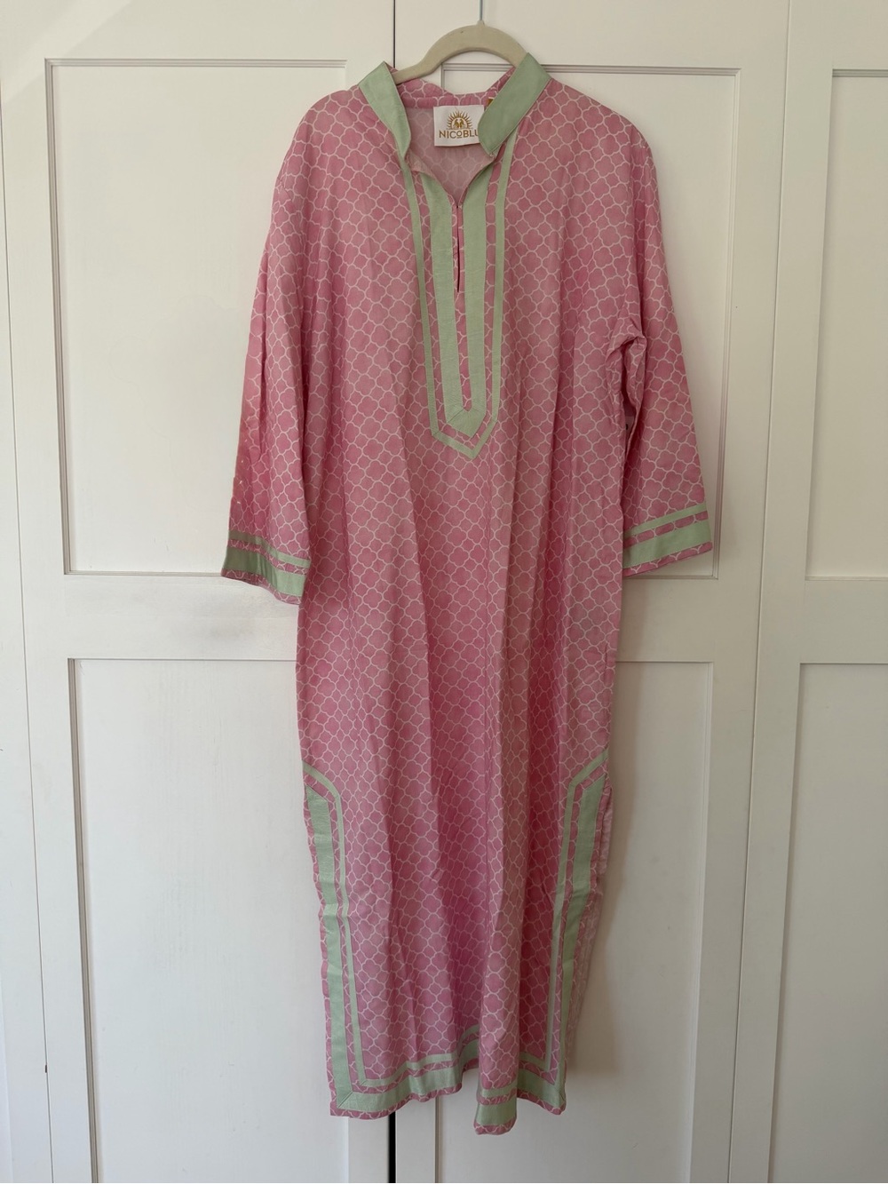 Nicoblu Pink & Mint Geometric Caftan
